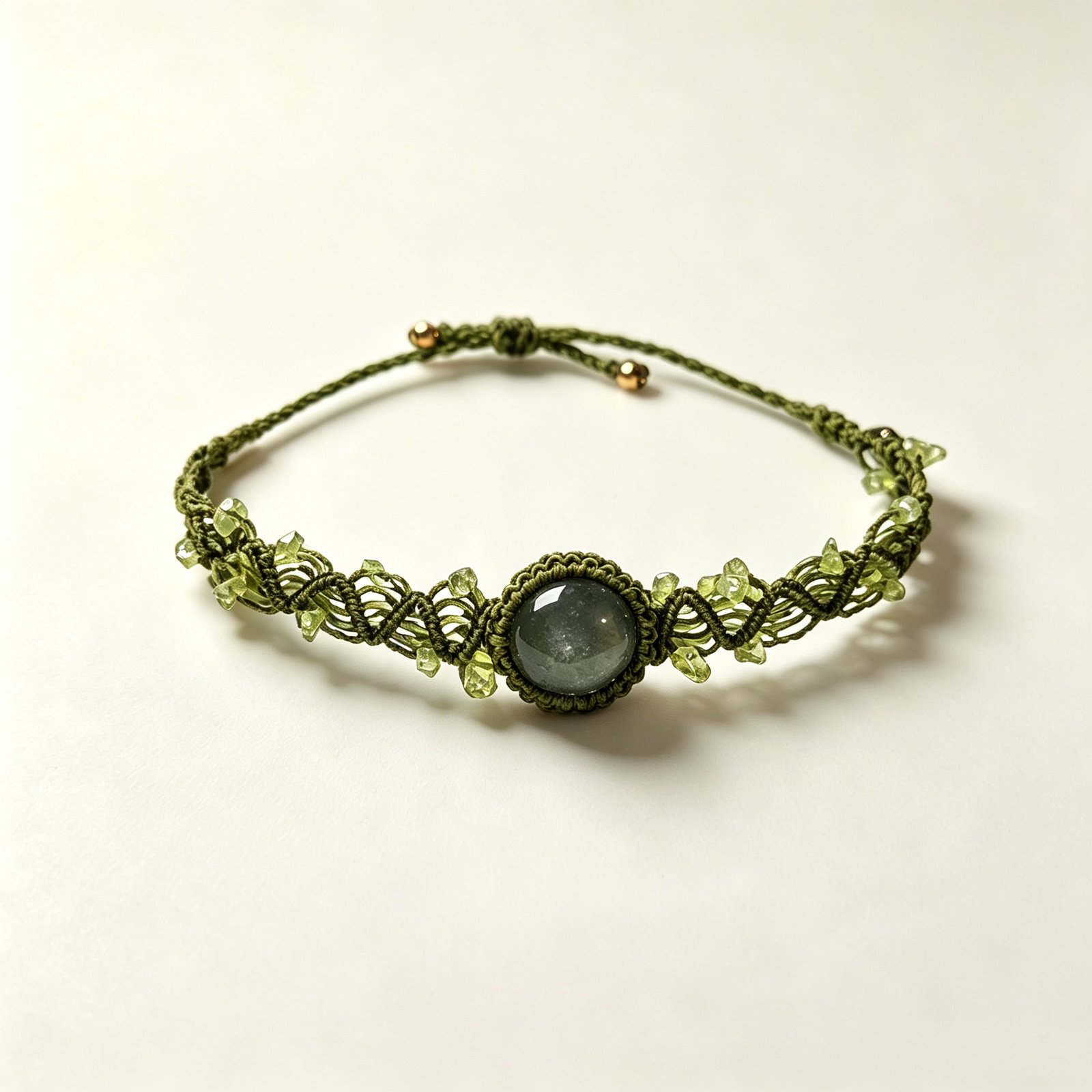 ELA BOUTIQUE |GREEN LABRADORITE MACRAME BRACELET