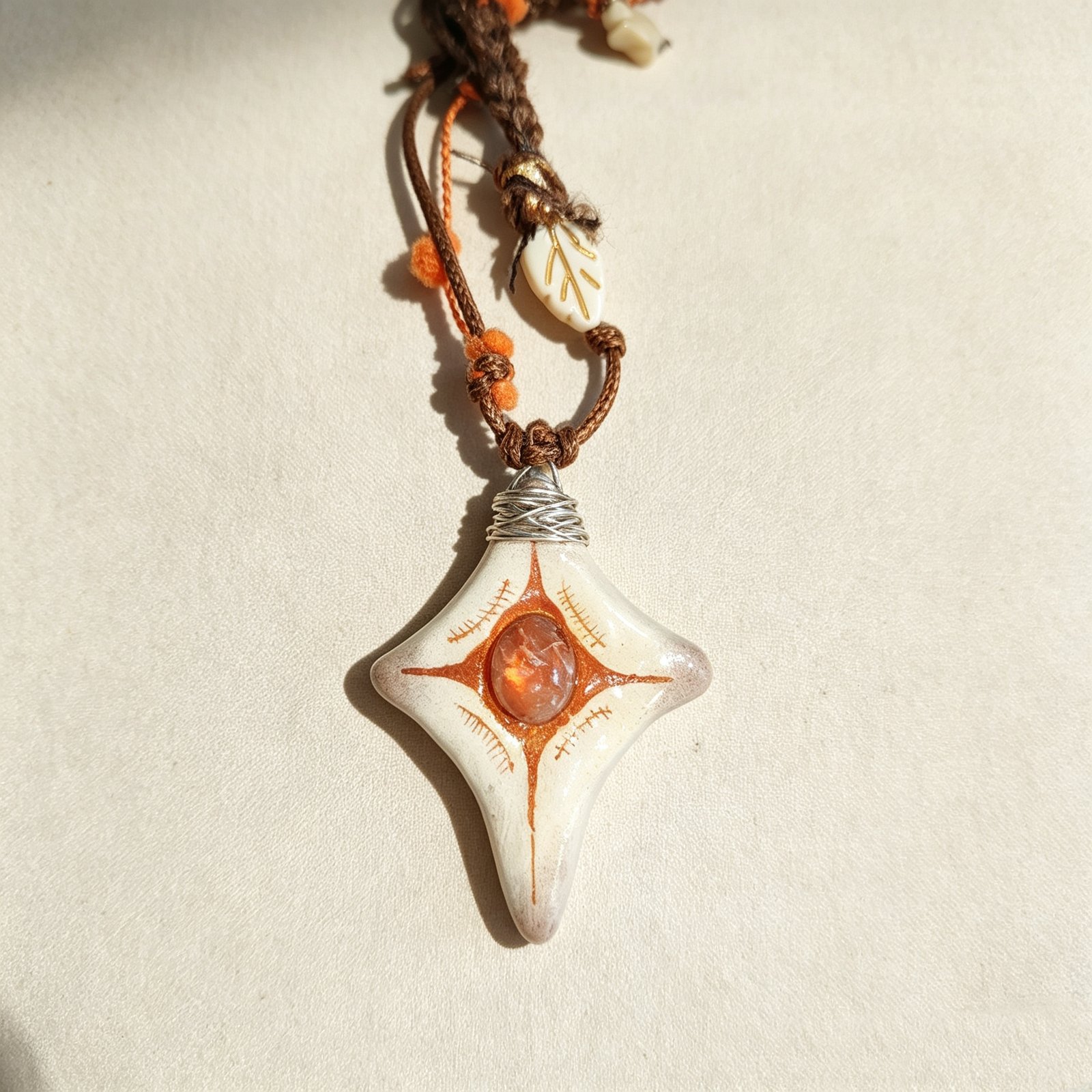 ELA BOUTIQUE |ORANGE SUN STAR STONE CLAY NECKLACE