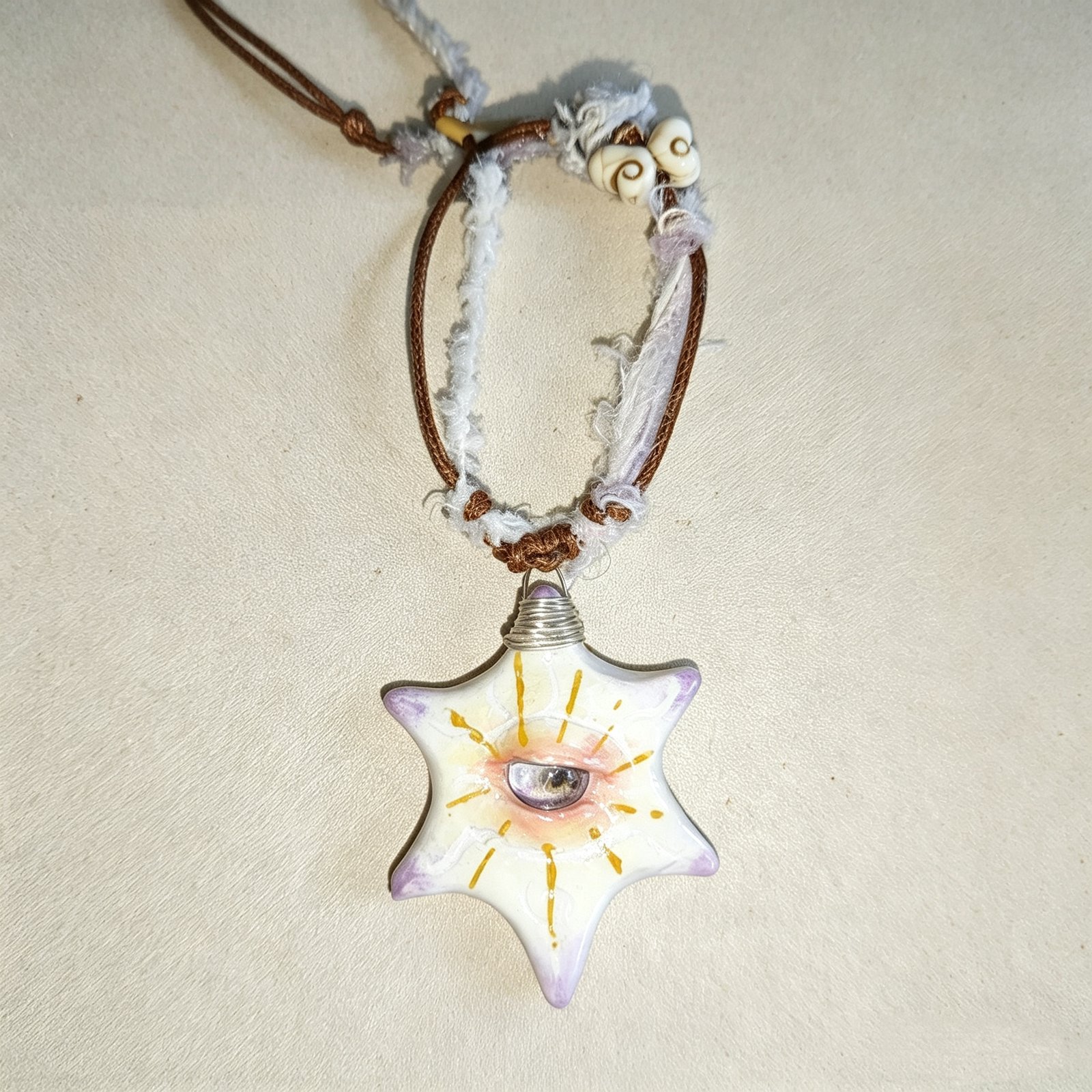 ELA BOUTIQUE |ALL-SEEING EYE HEXAGRAM CLAY NECKLACE