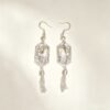 ELA BOUTIQUE |RETRO FLORAL EMBROIDERY RECTANGLE TASSEL EARRING