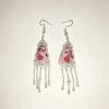 ELA BOUTIQUE |PINK FLORAL EMBROIDERY TASSEL DROP EARRING
