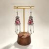 ELA BOUTIQUE |PINK FLORAL EMBROIDERY TASSEL DROP EARRING