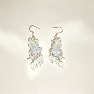 ELA BOUTIQUE |TRANSPARENT BUTTERFLY TASSEL DROP EARRINGS