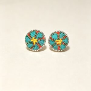 ELA BOUTIQYE |ETHNIC HAND EMBROIDEREDROUND STUD EARRING