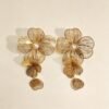 ELA BOUTIQUE| GOLD WIRE FLORAL PEARL EARRINGS