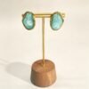 ELA BOUTIQUE| GOLD IRREGULAR GREEN STONE STUD EARRINGS