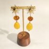 ELA BOUTIQUE| GOLD SUNBURST AMBER YELLOW STONE EARRINGS