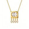 ELA BOUTIQUE| SQUARE CRYSTAL TASSEL PENDANT NECKLACE
