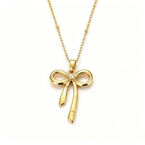 ELA BOUTIQUE| BOW PEARL PENDANT NECKLACE