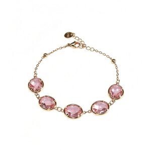 ELA BOUTIQUE| PINK CRYSTAL GOLD TONE ADJUSTABLE BRACELET