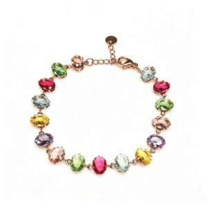 ELA BOUTIQUE| MULTI TONE FACETED CRYSTAL CHAIN BRACELET