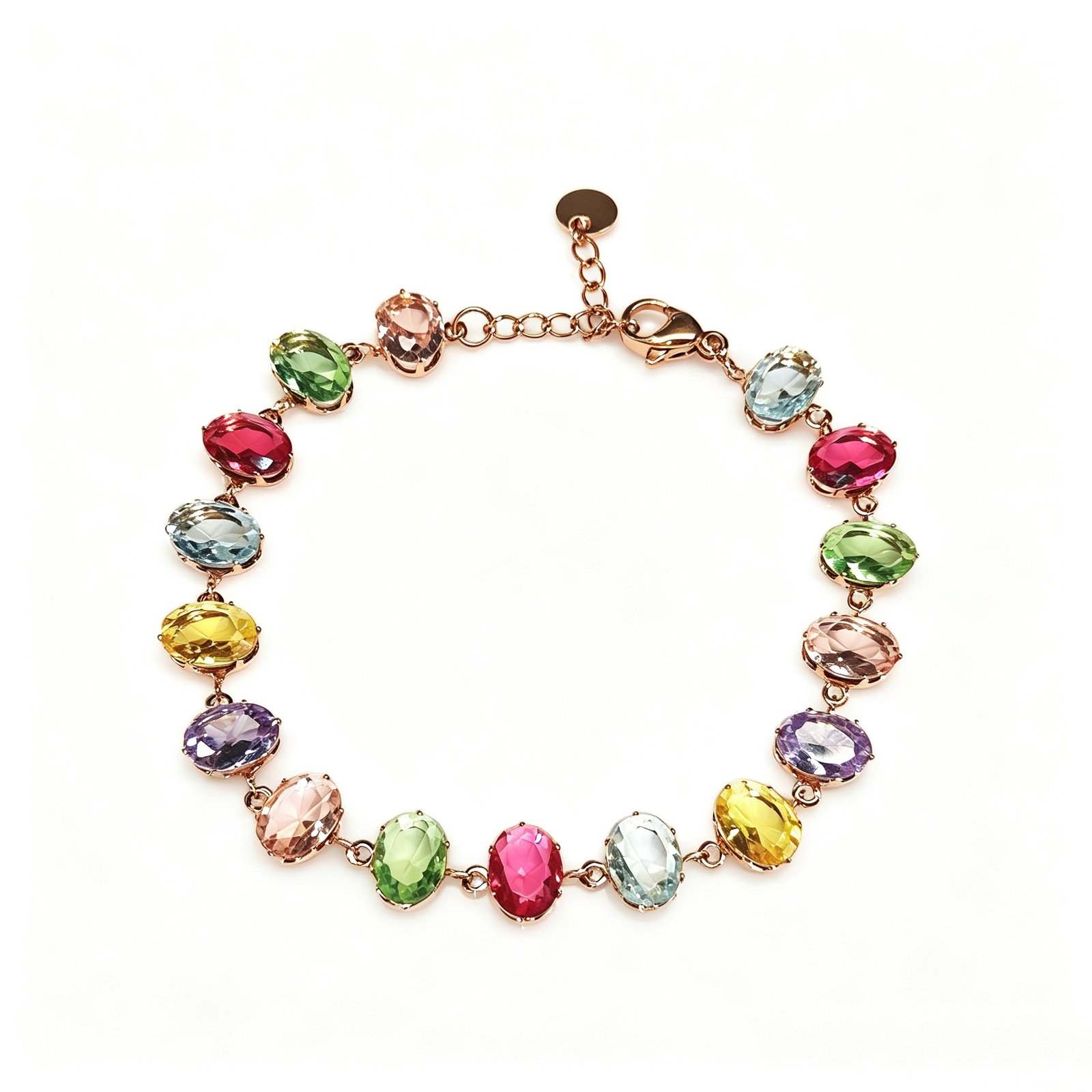 ELA BOUTIQUE| MULTI TONE FACETED CRYSTAL CHAIN BRACELET