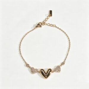 ELA BOUTIQUE| POLISHED MULTI HEART CRYSTAL CHAIN BRACELET