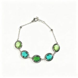 ELA BOUTIQUE| GRADIENT GREEN OVAL GEM BRACELET