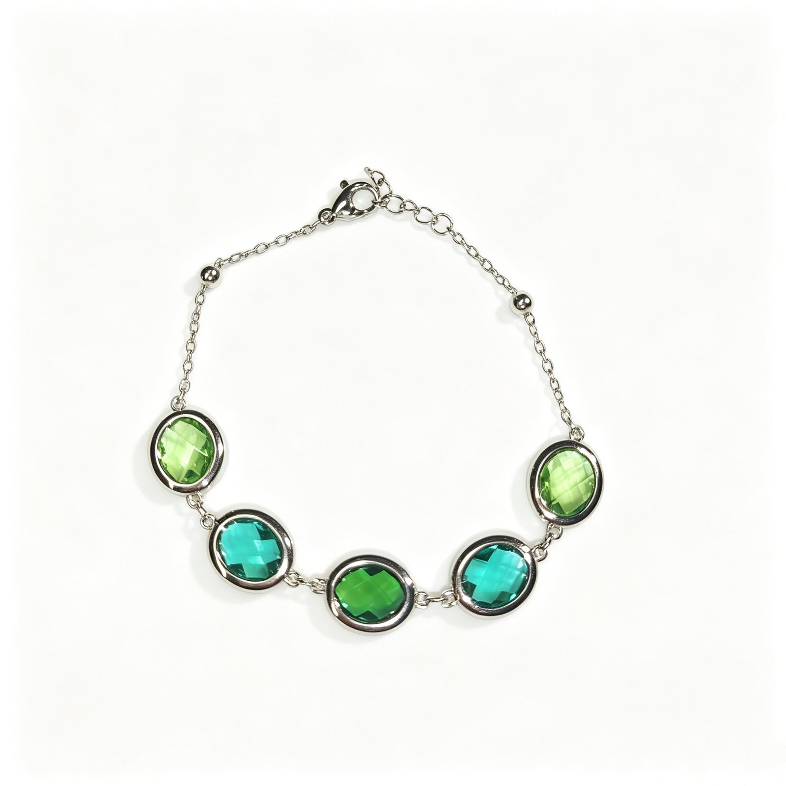 ELA BOUTIQUE| GRADIENT GREEN OVAL GEM BRACELET