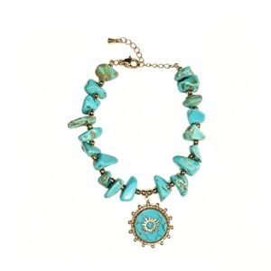 ELA BOUTIQUE| TURQUOISE CHIP SUN PENDANT BRACELET