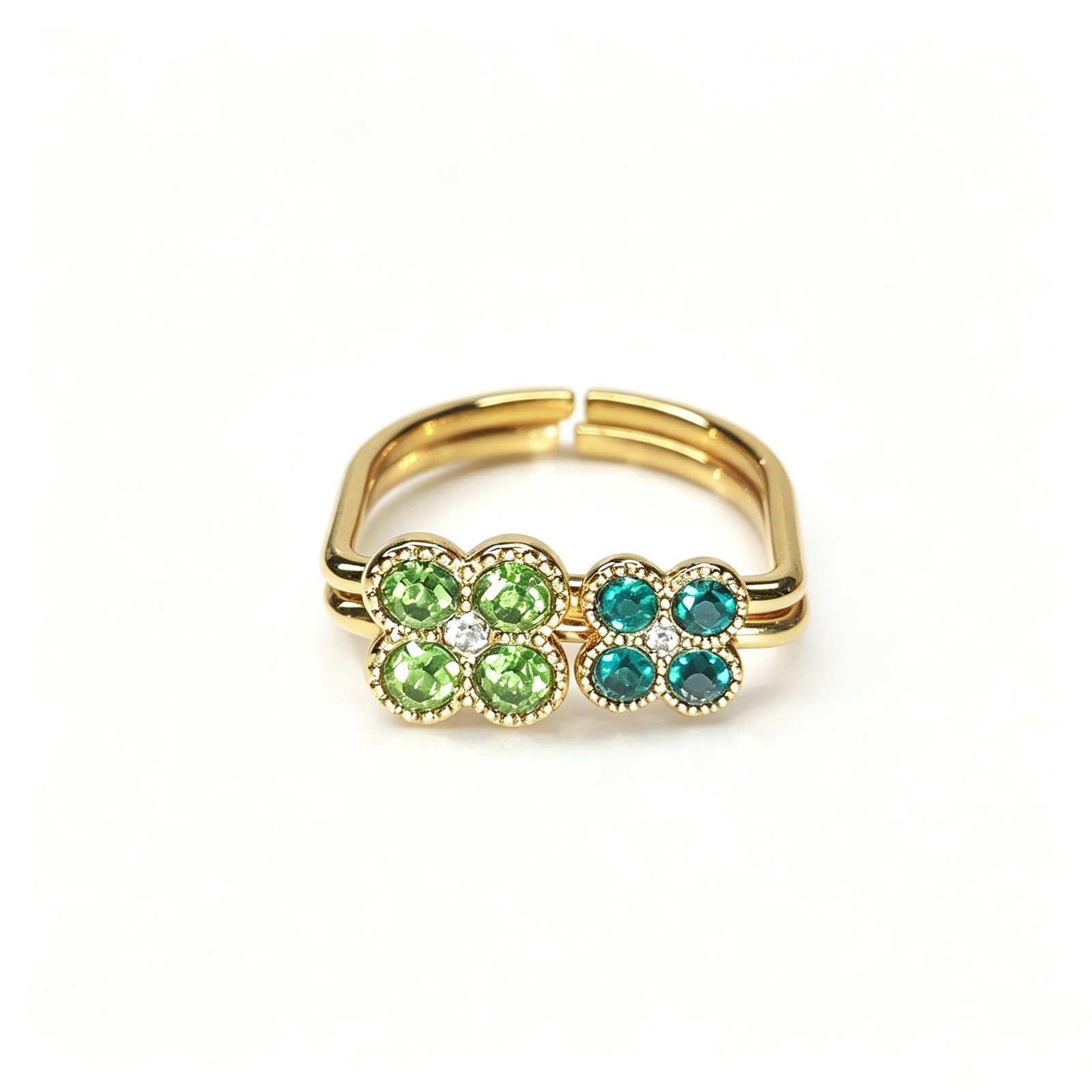 DUAL CLOVER ADJUSTABLE STACK RING