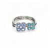 DUAL CLOVER ADJUSTABLE SILVER TONE RING